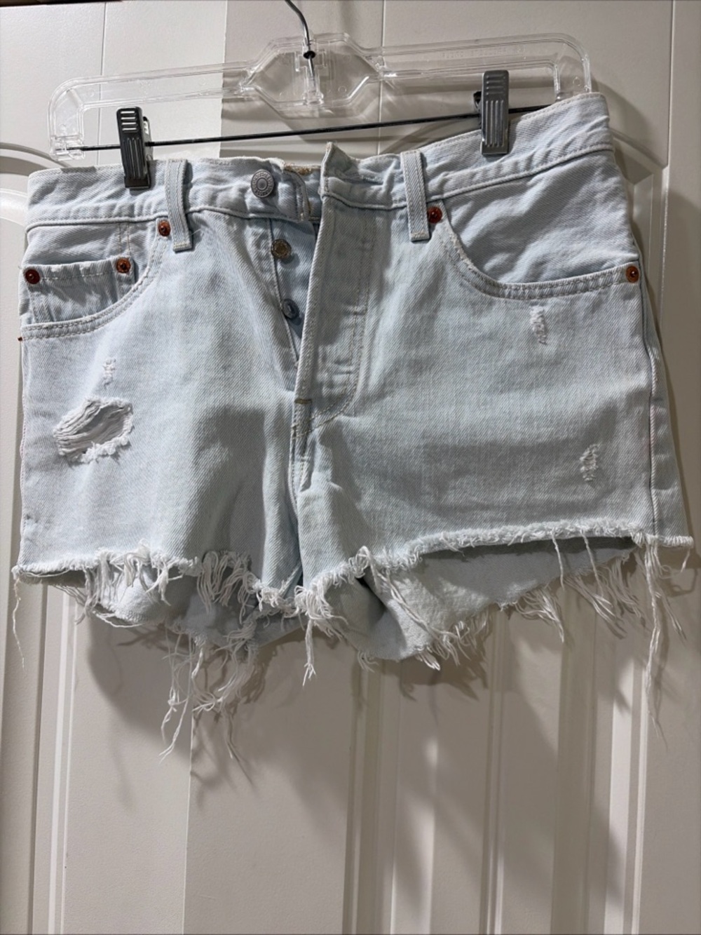 Levi's Light Blue Distressed Denim Cutoff Shorts